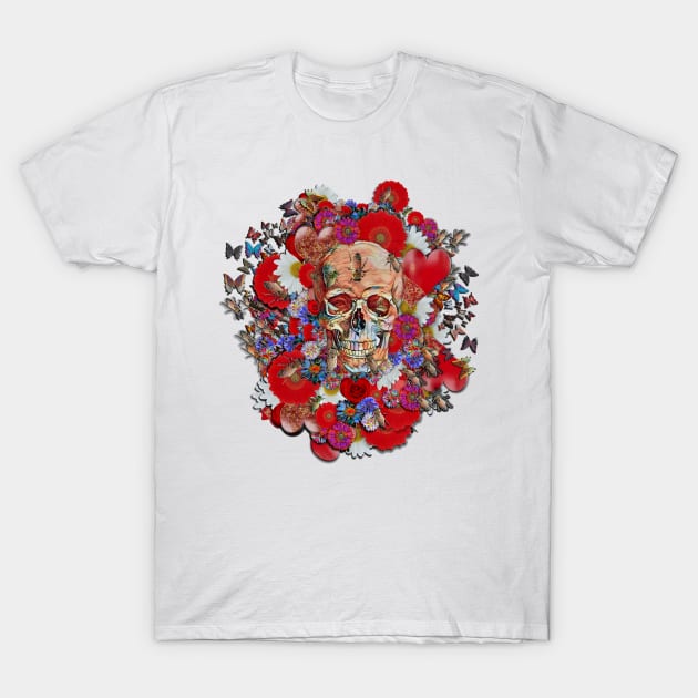 Skull Flower Power 18 T-Shirt by Diego-t
